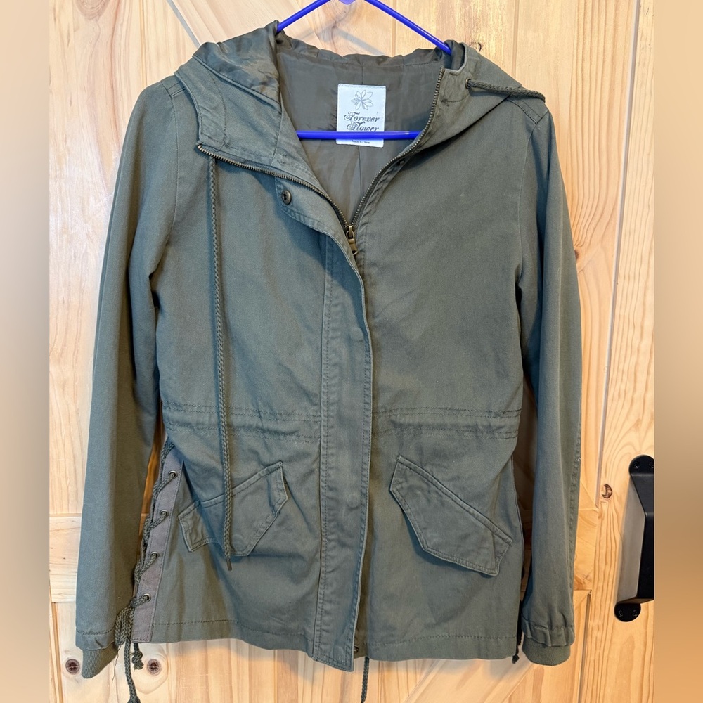 Olive Green Utility Jacket with Hood